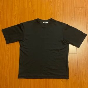 Uniqlo Airism Cotton Crew Neck Oversized Tee, Black, Small